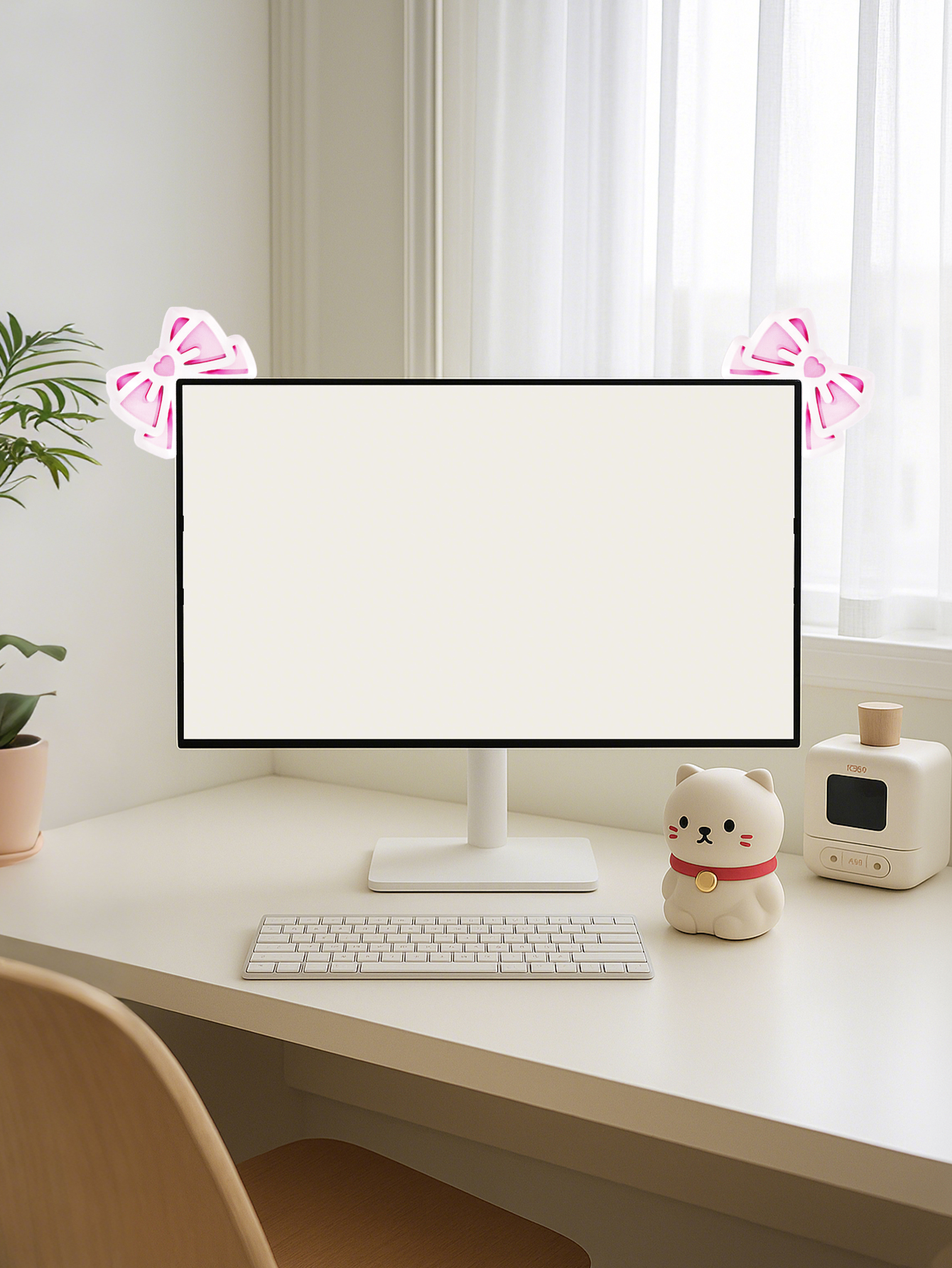 Kawaii Bow Monitor Decor Pink  - Office Technology incelemesi ve fiyatı